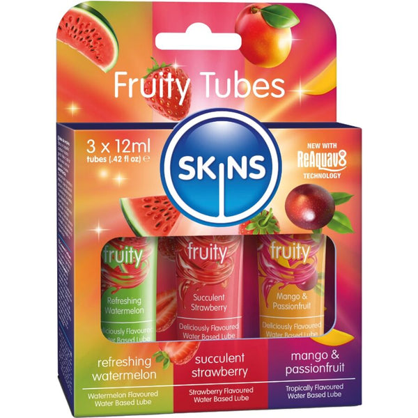 SKINS – FRUCHTIGES GLEITMITTEL-SET WASSERMELONE, ERDBEERE & MANGO GLEITMITTEL 3 x 12 ML