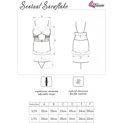 LIVCO CORSETTI FASHION - SENSUAL SNOWFLAKE LC 90603 WEIHNACHTS-CHEMISE + STRING + HAARBAND L/XL