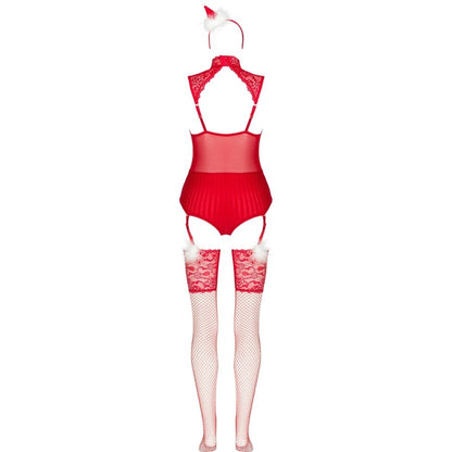 LIVCO CORSETTI FASHION - LIMPID SNOWFLAKES LC 90604 BODY + STRÜMPFE + WEIHNACHTSSTIRNBAND S/M