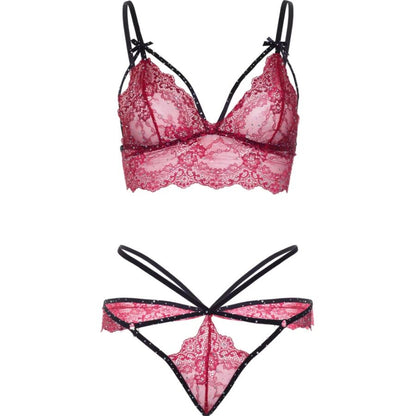 LEG AVENUE - 81623 BH + STRING-SET, BURGUNDERROT, GRÖSSE L