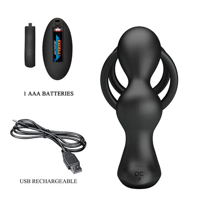 MR PLAY - VIBRIERENDER ANALPLUG MIT PENISRING UND FERNBEDIENUNG