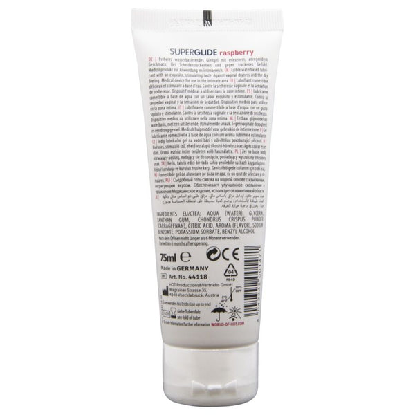 HOT - SUPERGLIDE ESSBARER GLEITMITTEL AUF WASSERBASIS, HIMBEERE, 75 ML