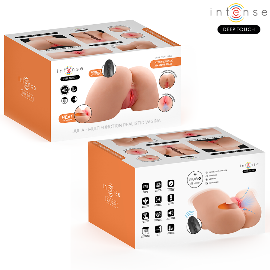 INTENSE DEEP TOUCH - JULIA VAGINALMASTURBATOR MIT SAUG-, WÄRME-, VIBRATIONS- UND SPRACHEFFEKTEN SOWIE FERNBEDIENUNG, 9 KG