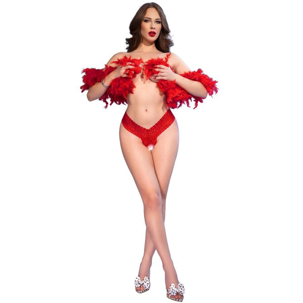 CHILIROSE - CR 4885 ROT-TANGAS MIT OFFENEM SCHRITT L