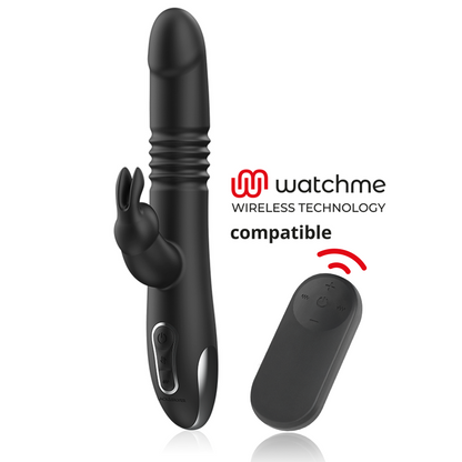 BLACK&SILVER - KENJI RABBIT-VIBRATOR UP & DOWN + WATCHME-FERNBEDIENUNG