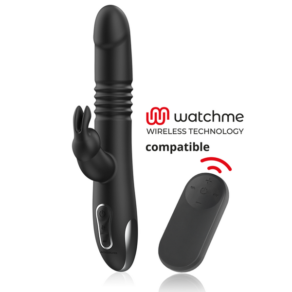 BLACK&SILVER - KENJI RABBIT-VIBRATOR UP & DOWN + WATCHME-FERNBEDIENUNG