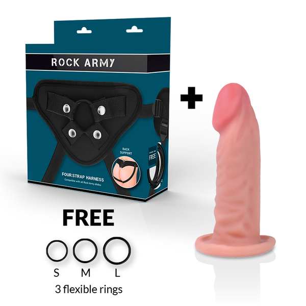 ROCKARMY - GURT + DUAL DENSITY TIGER REALISTISCHER DILDO 14 CM -O- 4.46 CM